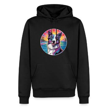 Georgischer Schäferhund Rasse Buntes Karikatur Wasser - Männer Premium Bio Hoodie - Schwarz - Vorne - Nico (187cm)