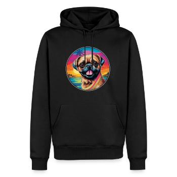 Griffon Bruxellois Dog Breed Colorful Cartoon Wate - Men’s Premium Organic Hoodie - black - Front - Nico (187cm)