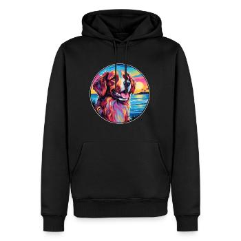 Hovawart chien race coloré dessin animé aquarelle - Sweat à capuche Premium bio Homme - noir - Devant - Nico (187cm)