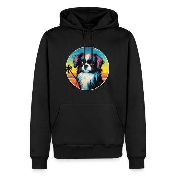 Japanisches Kinn Hund Rasse Bunte Karikatur Watercolo - Männer Premium Bio Hoodie - Schwarz - Vorne - Nico (187cm)