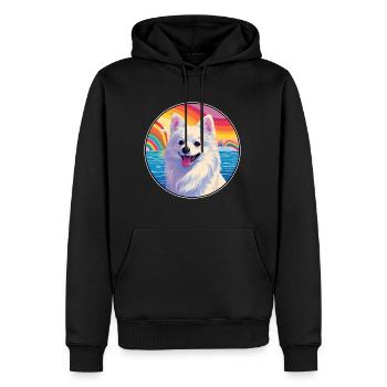 Spitz japonais chien race coloré dessin animé watercol - Sweat à capuche Premium bio Homme - noir - Devant - Nico (187cm)