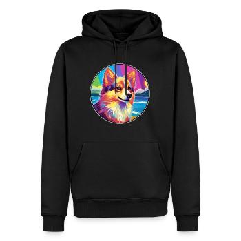 Icelandic Sheepdog Dog Breed Colorful Cartoon Wate - Men’s Premium Organic Hoodie - black - Front - Nico (187cm)