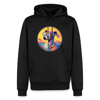 Lévrier italien chien race coloré dessin animé eau - Sweat à capuche Premium bio Homme - noir - Devant - Nico (187cm)