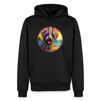 Labradoodle chien race coloré dessin animé aquarelle - Sweat à capuche Premium bio Homme - noir - Devant - Nico (187cm)