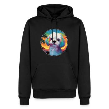 Chien maltais race coloré dessin animé aquarelle - Sweat à capuche Premium bio Homme - noir - Devant - Nico (187cm)