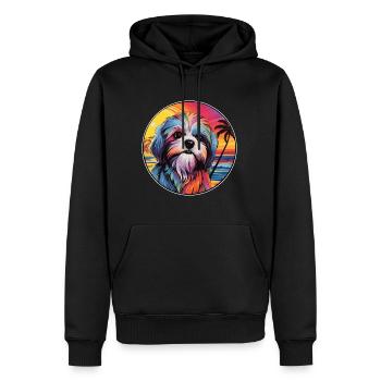 Maltais Shih Tzu Race De Chien Coloré Cartoon Waterc - Sweat à capuche Premium bio Homme - noir - Devant - Nico (187cm)