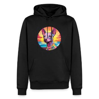 Mexikanische haarlose Hunderasse bunte Karikatur Wasserc - Männer Premium Bio Hoodie - Schwarz - Vorne - Nico (187cm)