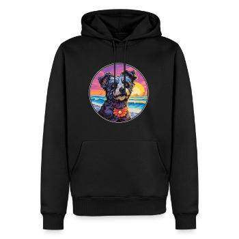 Mudi Hunderasse Buntes Karikatur Aquarell - Männer Premium Bio Hoodie - Schwarz - Vorne - Nico (187cm)