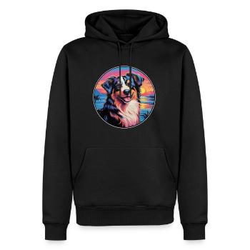 Nordamerikanische Schäferhundsrasse Bunte Karikatur - Männer Premium Bio Hoodie - Schwarz - Vorne - Nico (187cm)