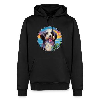 Chien de berger portugais race de chien coloré dessin animé Wat - Sweat à capuche Premium bio Homme - noir - Devant - Nico (187cm)