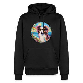 Papillon chien race coloré dessin animé aquarelle - Sweat à capuche Premium bio Homme - noir - Devant - Nico (187cm)