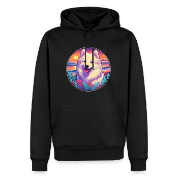 Samoyède chien race coloré dessin animé aquarelle - Sweat à capuche Premium bio Homme - noir - Devant - Nico (187cm)