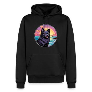 Schipperke chien race coloré dessin animé aquarelle - Sweat à capuche Premium bio Homme - noir - Devant - Nico (187cm)