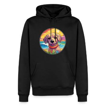 Seskar phoque chien race coloré dessin animé aquarelle - Sweat à capuche Premium bio Homme - noir - Devant - Nico (187cm)