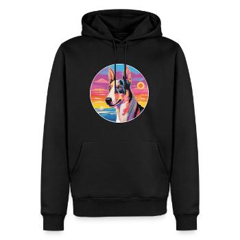 Glatter Collie Hund Rasse Bunte Karikatur Watercolo - Männer Premium Bio Hoodie - Schwarz - Vorne - Nico (187cm)