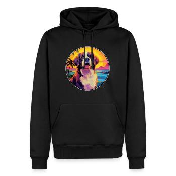 Bernhardiner-Hunderasse Buntes Karikatur-Aquarell - Männer Premium Bio Hoodie - Schwarz - Vorne - Nico (187cm)