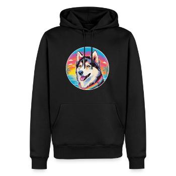 Seppala Sibirischer Schlittenhund Hunderasse Buntes Cartoo - Männer Premium Bio Hoodie - Schwarz - Vorne - Nico (187cm)