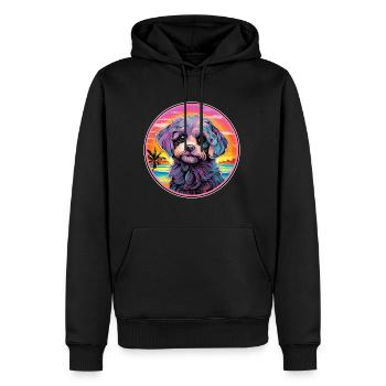 Shih Poo chien race coloré dessin animé aquarelle - Sweat à capuche Premium bio Homme - noir - Devant - Nico (187cm)