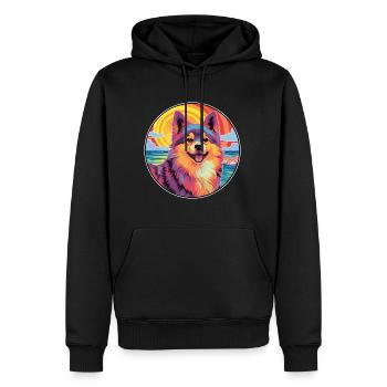 Schwedische lappländische Hunderasse bunte Karikatur Wasserc - Männer Premium Bio Hoodie - Schwarz - Vorne - Nico (187cm)