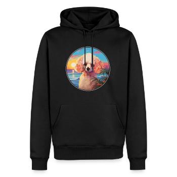 Jouet Caniche Chien Race Coloré Dessin Animé Aquarelle - Sweat à capuche Premium bio Homme - noir - Devant - Nico (187cm)