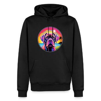 Transmontano Mastiff Dog Breed Colorful Cartoon Wa - Men’s Premium Organic Hoodie - black - Front - Nico (187cm)