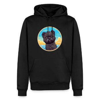 Affenpinscher chien race dessin animé Kawaii Clipart chien - Sweat à capuche Premium bio Homme - noir - Devant - Nico (187cm)