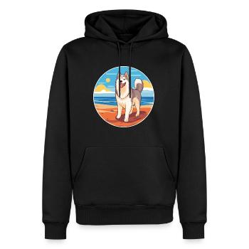 Alaskan Malamute Hund Rasse Cartoon Kawaii Clipart - Männer Premium Bio Hoodie - Schwarz - Vorne - Nico (187cm)