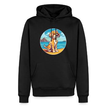 Akbash Hund Rasse Cartoon Kawaii Clipart Aquarell - Männer Premium Bio Hoodie - Schwarz - Vorne - Nico (187cm)