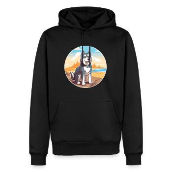 Alaskan Husky Hund Rasse Cartoon Kawaii Clipart Hund - Männer Premium Bio Hoodie - Schwarz - Vorne - Nico (187cm)