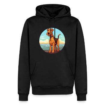 Airedale Terrier chien race Cartoon Kawaii Clipart - Sweat à capuche Premium bio Homme - noir - Devant - Nico (187cm)