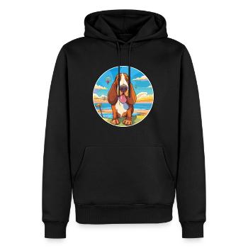 Basset Artesien Normand Hunderasse Cartoon Kawaii - Männer Premium Bio Hoodie - Schwarz - Vorne - Nico (187cm)