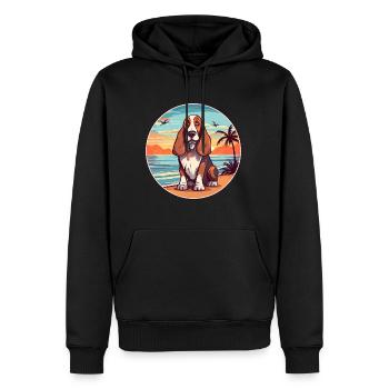 Basset Hund Rasse Cartoon Kawaii Clipart Hund - Männer Premium Bio Hoodie - Schwarz - Vorne - Nico (187cm)