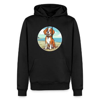 Bretagne chien race dessin animé kawaii clipart chien animal de compagnie - Sweat à capuche Premium bio Homme - noir - Devant - Nico (187cm)