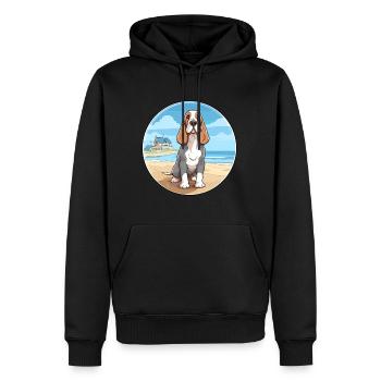Bleu Gascogne Basset Race Chien Cartoon Kawaii Chien - Sweat à capuche Premium bio Homme - noir - Devant - Nico (187cm)