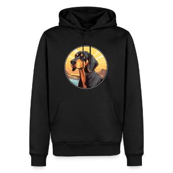 Noir et Tan Coonhound chien race Cartoon Kawaii - Sweat à capuche Premium bio Homme - noir - Devant - Nico (187cm)