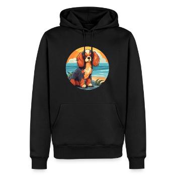 Cavalier King Charles Épagneul chien race dessin animé - Sweat à capuche Premium bio Homme - noir - Devant - Nico (187cm)