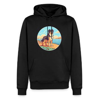 Bucovine chien de berger race Cartoon Kawaii Clipart - Sweat à capuche Premium bio Homme - noir - Devant - Nico (187cm)