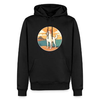 Canaan chien race dessin animé Kawaii Clipart aquarelle - Sweat à capuche Premium bio Homme - noir - Devant - Nico (187cm)