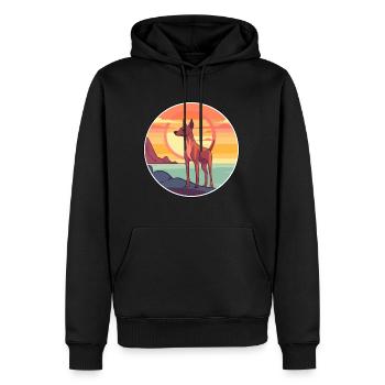 Cirneco Dell Etna race de chien dessin animé Kawaii Clipart - Sweat à capuche Premium bio Homme - noir - Devant - Nico (187cm)
