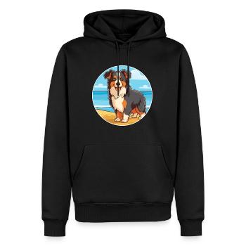 Collie chien race dessin animé Kawaii Clipart aquarelle - Sweat à capuche Premium bio Homme - noir - Devant - Nico (187cm)
