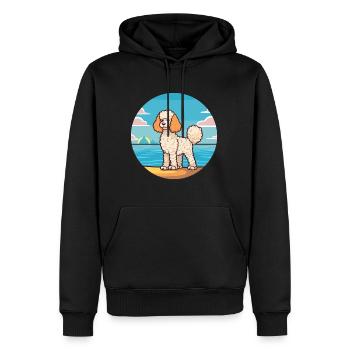 Corded Poodle Dog Breed Cartoon Kawaii Clipart Dog - Men’s Premium Organic Hoodie - black - Front - Nico (187cm)