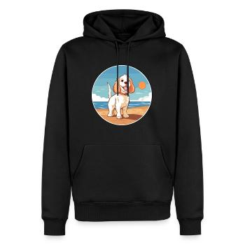 Clumber Spaniel chien race Cartoon Kawaii Clipart - Sweat à capuche Premium bio Homme - noir - Devant - Nico (187cm)