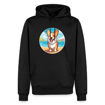 Corgi Hund Rasse Cartoon Kawaii Clipart Aquarell - Männer Premium Bio Hoodie - Schwarz - Vorne - Nico (187cm)