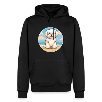 Coton De Tuléar chien race Cartoon Kawaii Clipart - Sweat à capuche Premium bio Homme - noir - Devant - Nico (187cm)
