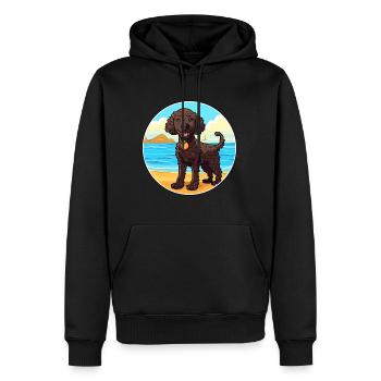 Lockig beschichteter Retriever Hund Rasse Cartoon Kawaii - Männer Premium Bio Hoodie - Schwarz - Vorne - Nico (187cm)