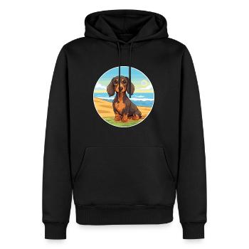 Dackel Hund Rasse Cartoon Kawaii Clipart Hund Haustier - Männer Premium Bio Hoodie - Schwarz - Vorne - Nico (187cm)