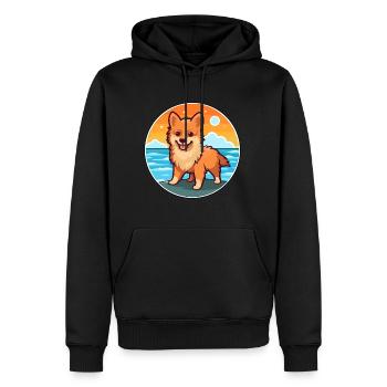 Deutscher Spitz Hund Rasse Cartoon Kawaii Clipart Hund - Männer Premium Bio Hoodie - Schwarz - Vorne - Nico (187cm)