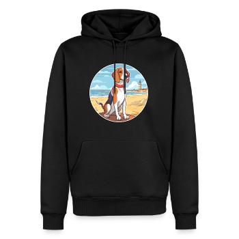 Français Tricolor Hound Dog race Cartoon Kawaii Dog - Sweat à capuche Premium bio Homme - noir - Devant - Nico (187cm)