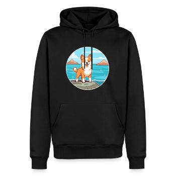 Hokkaido chien race dessin animé kawaii clipart chien animal de compagnie - Sweat à capuche Premium bio Homme - noir - Devant - Nico (187cm)