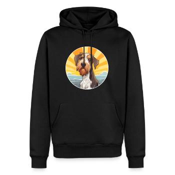 Chien de chasse à poil dur d’Istrie race de chien Cartoon Kawaii - Sweat à capuche Premium bio Homme - noir - Devant - Nico (187cm)